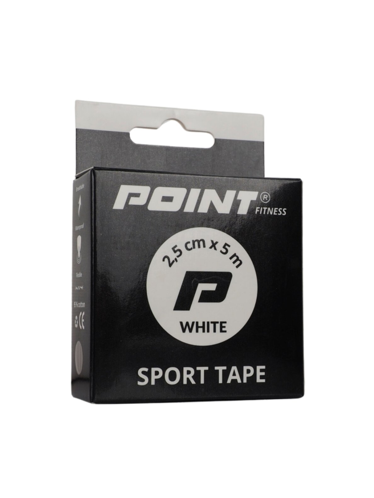 Point Tape sportinis tvarstis, 2,5 cm x 5 m, baltas 1 Point Tape sportinis tvarstis, 2,5 cm x 5 m, baltas 1