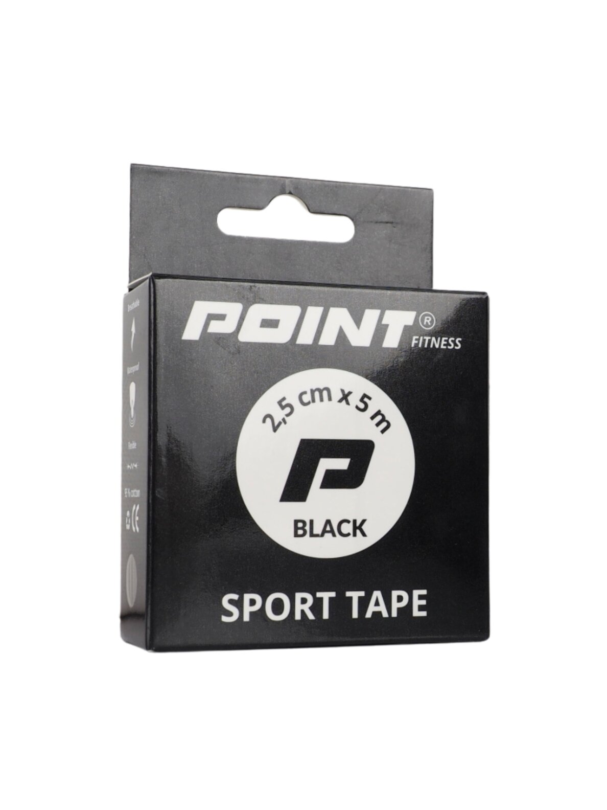 Point Tape sportinis tvarstis, 2,5 cm x 5 m, juodas 1 Point Tape sportinis tvarstis, 2,5 cm x 5 m, juodas 1