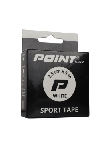 Point Tape sportinis tvarstis, 2,5 cm x 5 m, baltas Point Tape sportinis tvarstis, 2,5 cm x 5 m, baltas