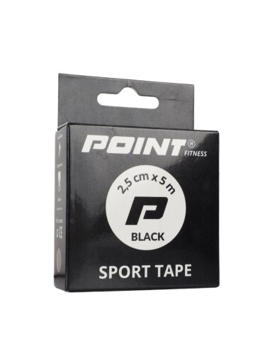 Point Tape sportinis tvarstis, 2,5 cm x 5 m, juodas Point Tape sportinis tvarstis, 2,5 cm x 5 m, juodas
