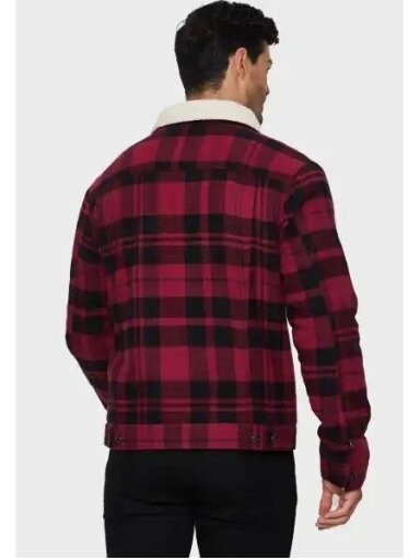 Threadbare languotas švarkas vyrams TBMD02874F Bordo / Juodas