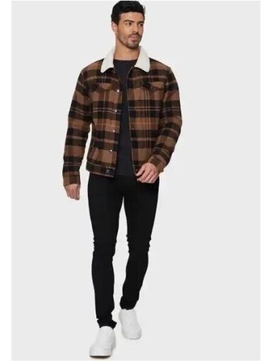 Threadbare languotas švarkas vyrams TBMD02874G Rudas / Juodas