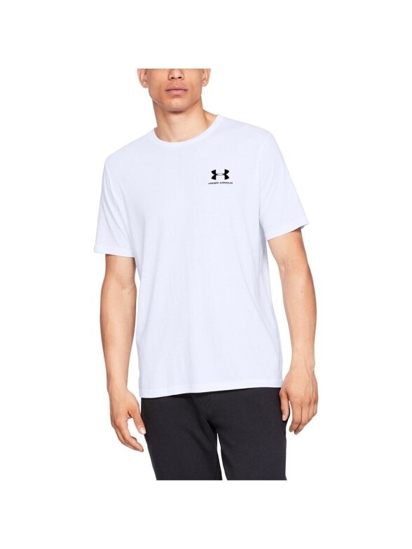 Under Armour Sportstyle Left Chest SS vyriški marškinėliai balti 1326799 100 3