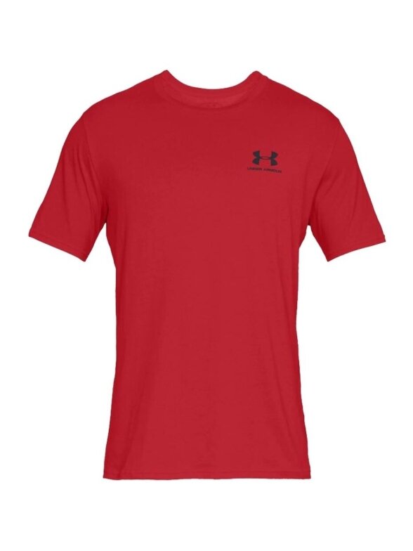Under Armour Sportstyle Left Chest SS vyriški marškinėliai raudoni 1326799 600 1