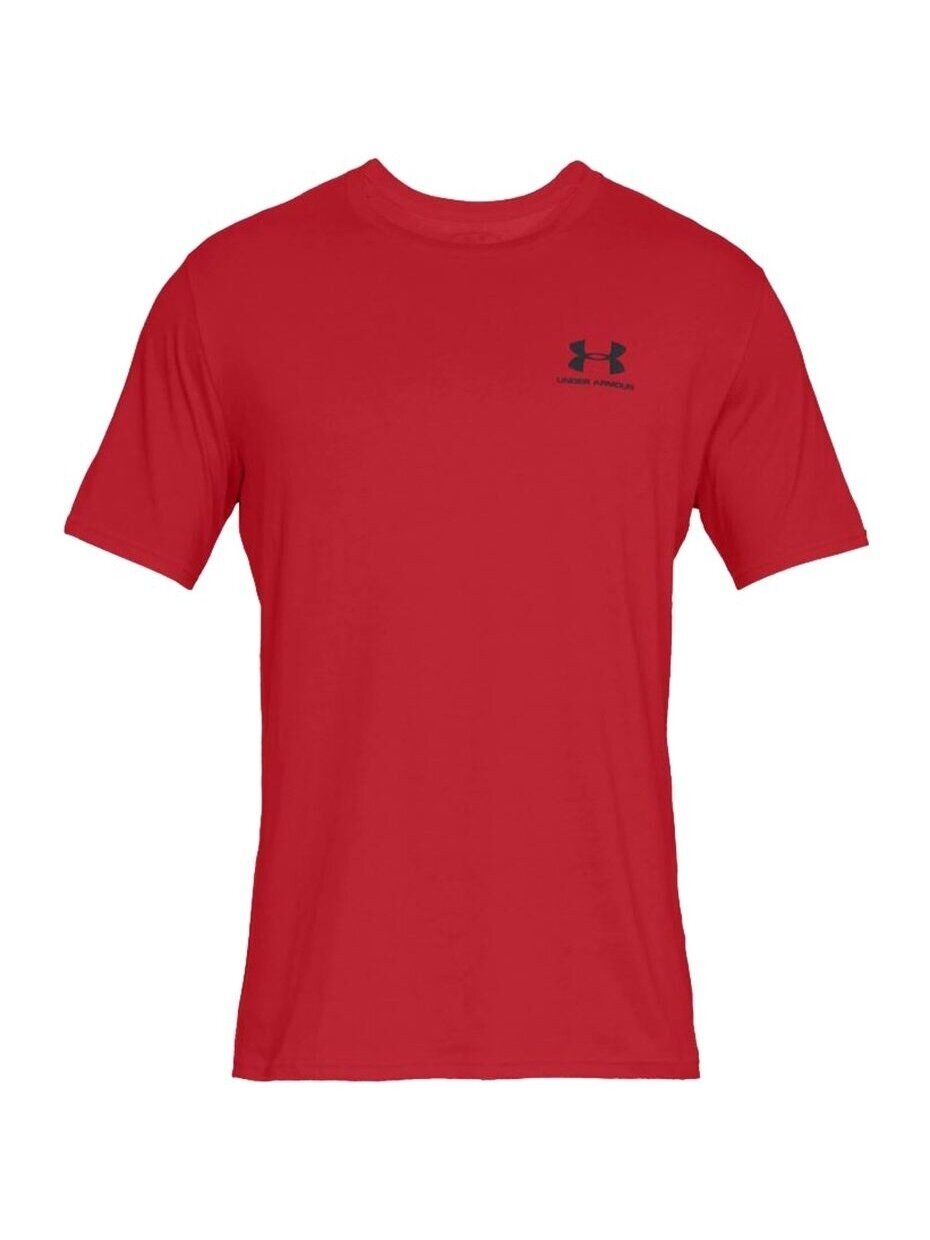 Under Armour Sportstyle Left Chest SS vyriški marškinėliai raudoni 1326799 600 1