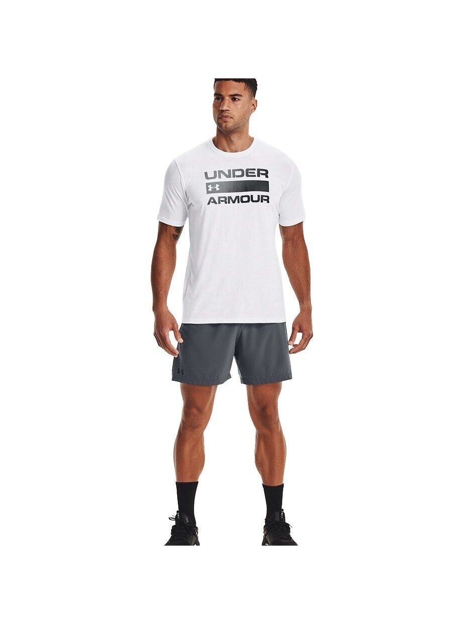 „Under Armour“ vyrų komandos numeris Žodinis ženklas SS marškiniai balti 1329582 100 1