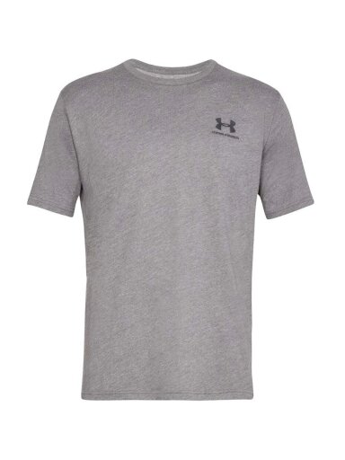 Vyriški marškinėliai trumpomis rankovėmis Under Armour Sportstyle kairėje krūtinėje SS pilka melanžinė 1326799 036