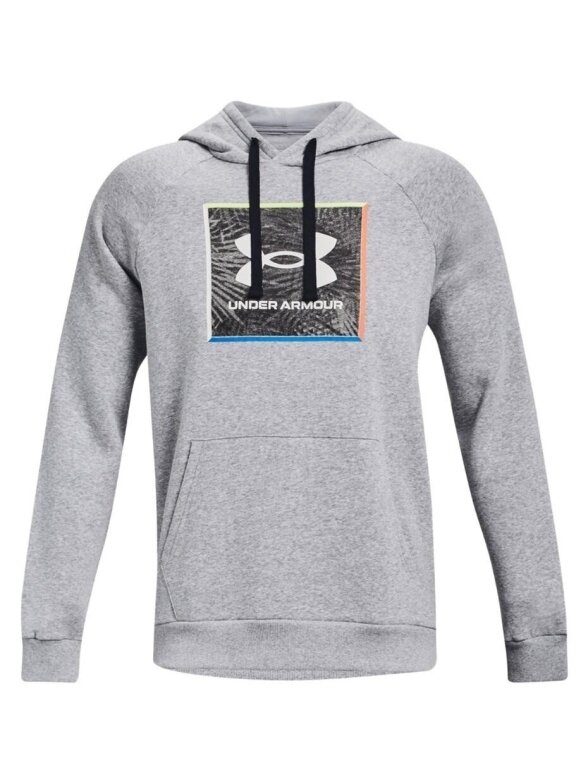 Vyriški apatiniai šarvai UA Rival Flc Graphic Hoodie pilka 1370349 011