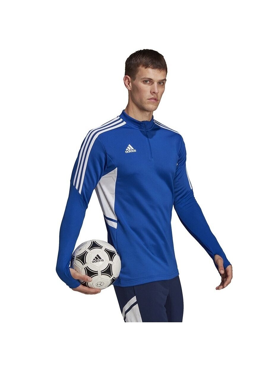 Vyriški Adidas Condivo 22 Training 1/2 džemperiai su užtrauktuku mėlynos ir baltos spalvos HA6271 1 Vyriški Adidas Condivo 22 Training 1/2 džemperiai su užtrauktuku mėlynos ir baltos spalvos HA6271 1