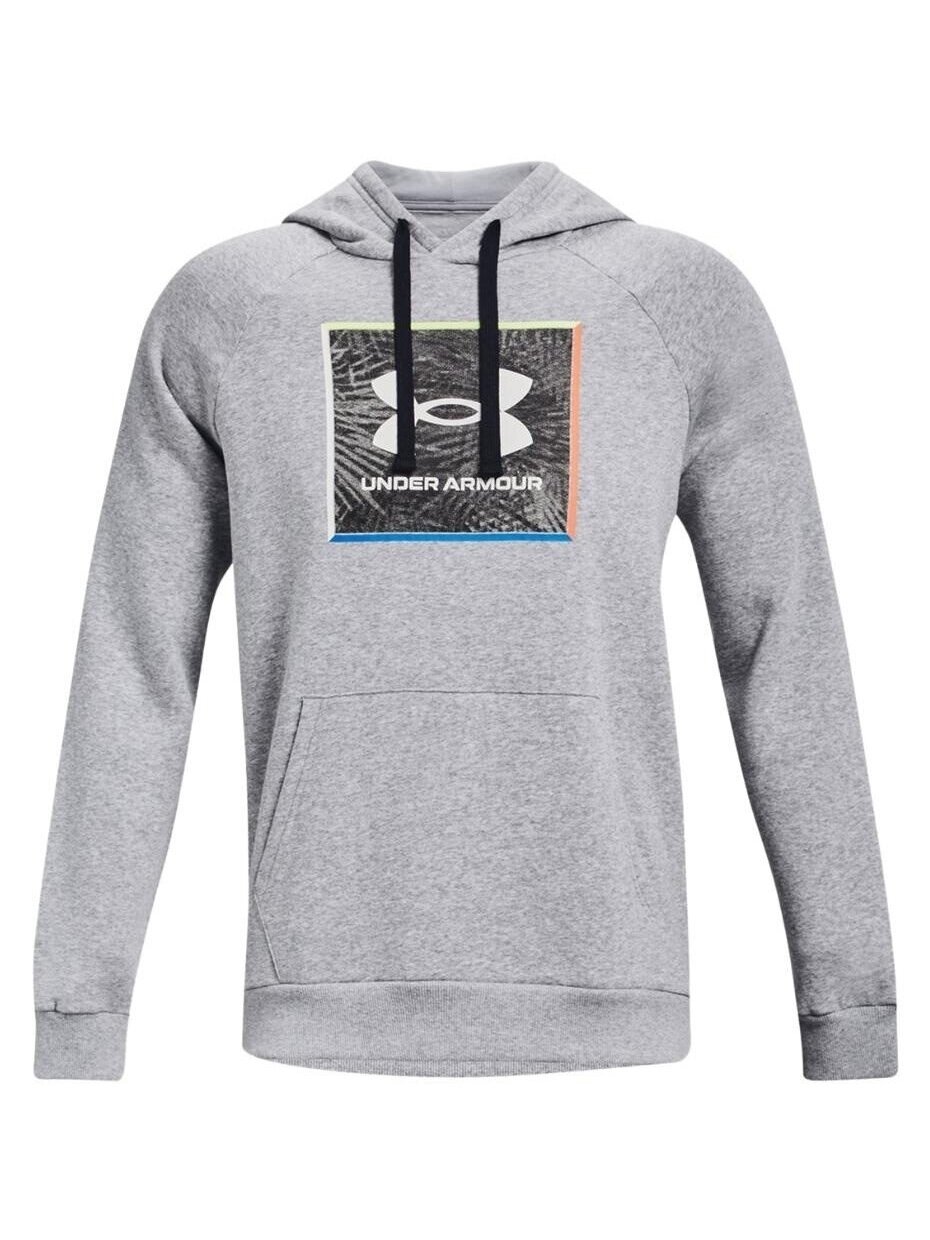 Vyriški apatiniai šarvai UA Rival Flc Graphic Hoodie pilka 1370349 011