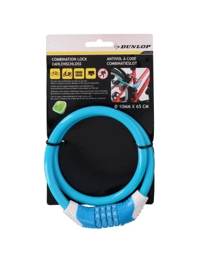 Dunlop spiralinis dviračio užraktas, 10 mm x 65 cm, mėlynas 1042817 Dunlop spiralinis dviračio užraktas, 10 mm x 65 cm, mėlynas 1042817