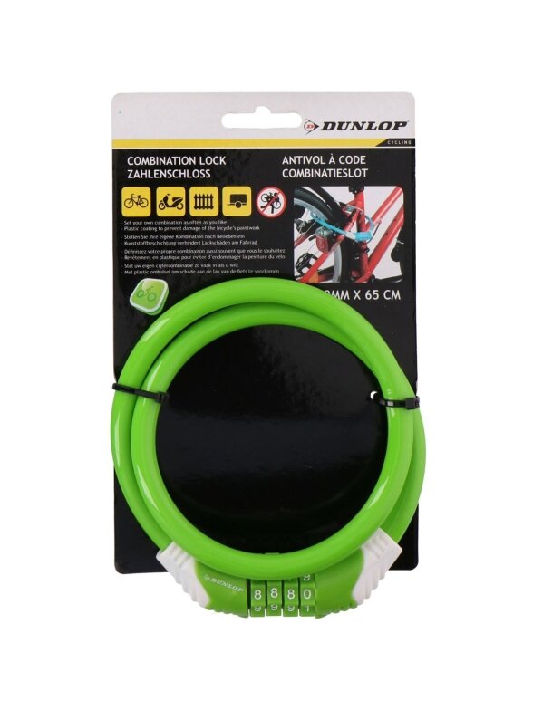 Dunlop spiralinis dviračio užraktas su kombinacija 10 mm x 65 cm žalia 1042824 1