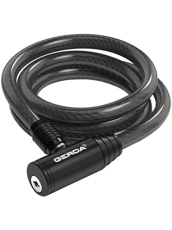 Zapięcie rowerowe Gerda linka, korpus okrągły, czarne Flex 1000/8K