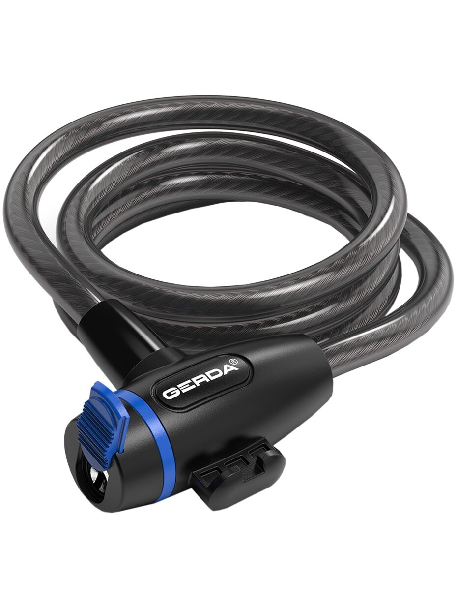 Zapięcie rowerowe Gerda linka, korpus okrągły, osłona klucza czarne Flex 1200/10S