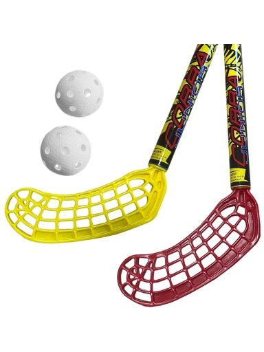 Azetx Cobra Junior grindų riedulio rinkinys 2 lazdos + 2 kamuoliukai be įpakavimo 87cm