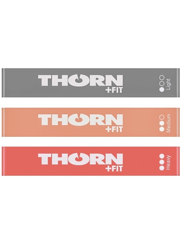 Thorn Fit Lady atsparumo juostos rinkinys iš 3 mankštos juostų. Thorn Fit Lady atsparumo juostos rinkinys iš 3 mankštos juostų.